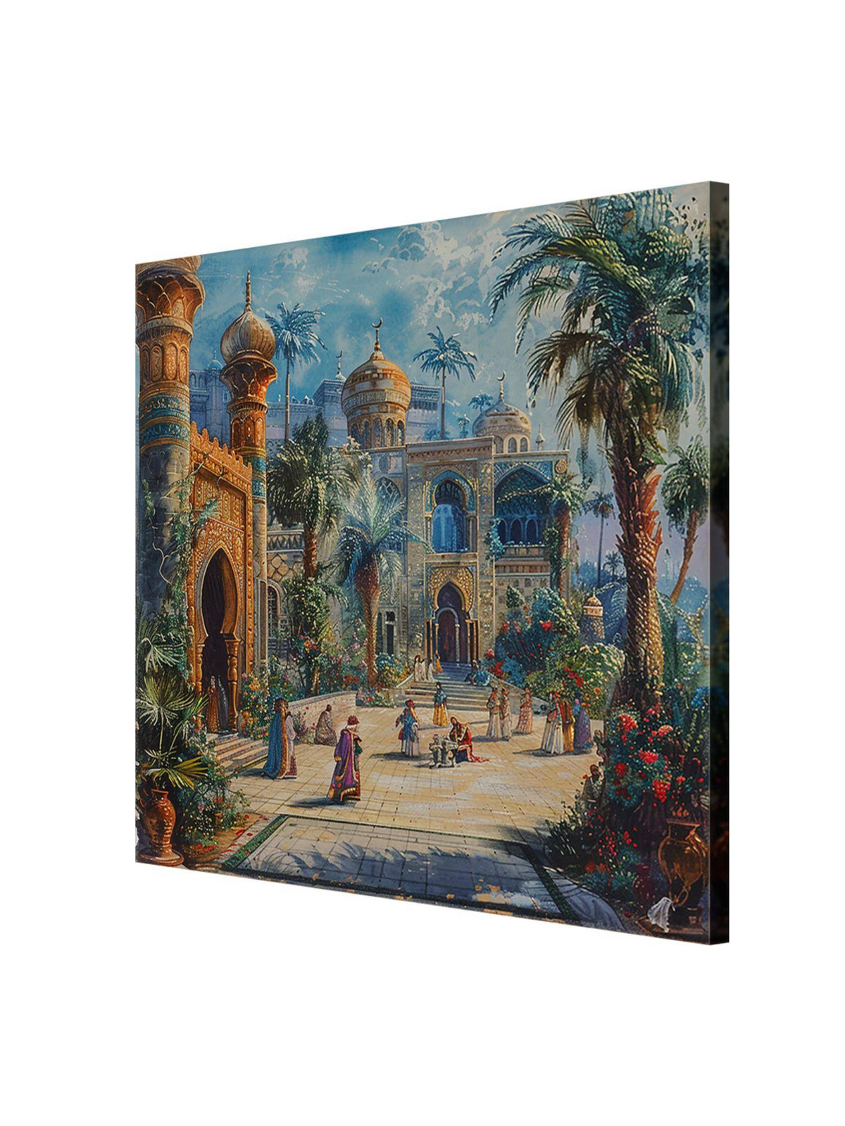 999Store Palace Courtyard With A Vibrant Courtyard Scene, Likely From An Oriental Painting