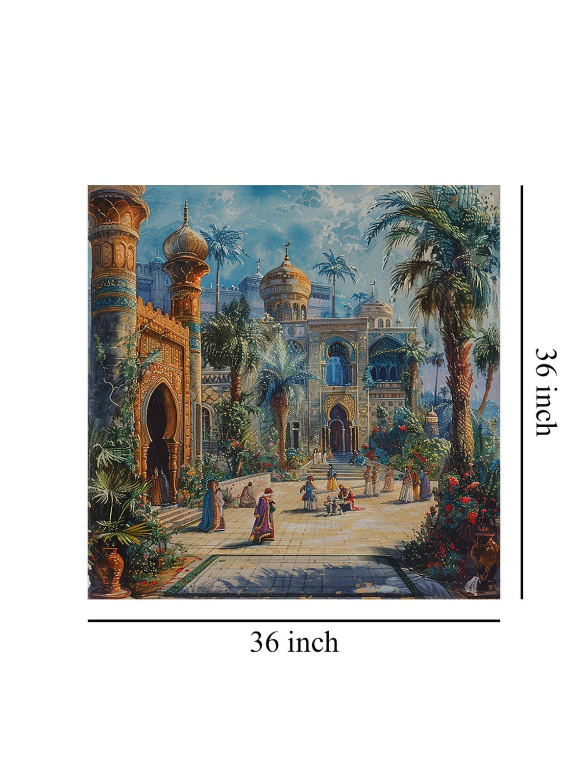 999Store Palace Courtyard With A Vibrant Courtyard Scene, Likely From An Oriental Painting