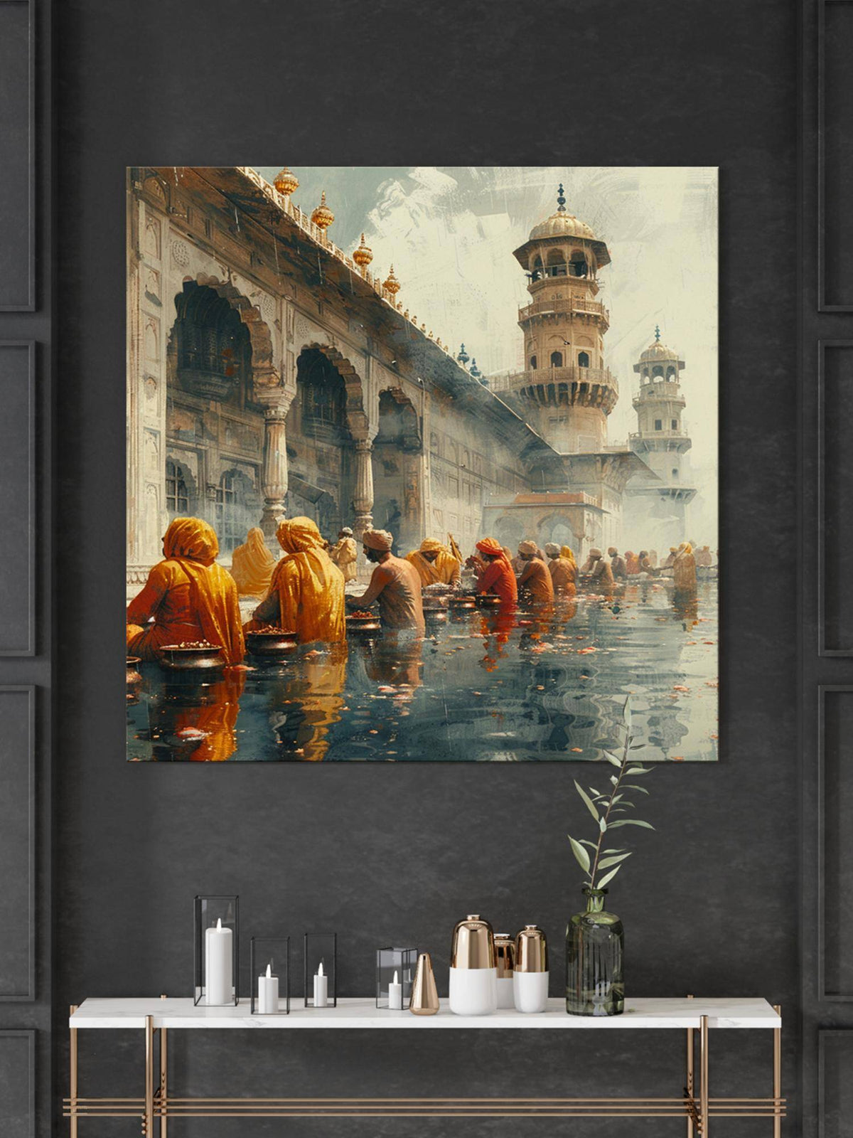 999Store Spiritual Ambiance Of Pilgrims Engaging In A Ritualistic Banaras Ghat Paintings