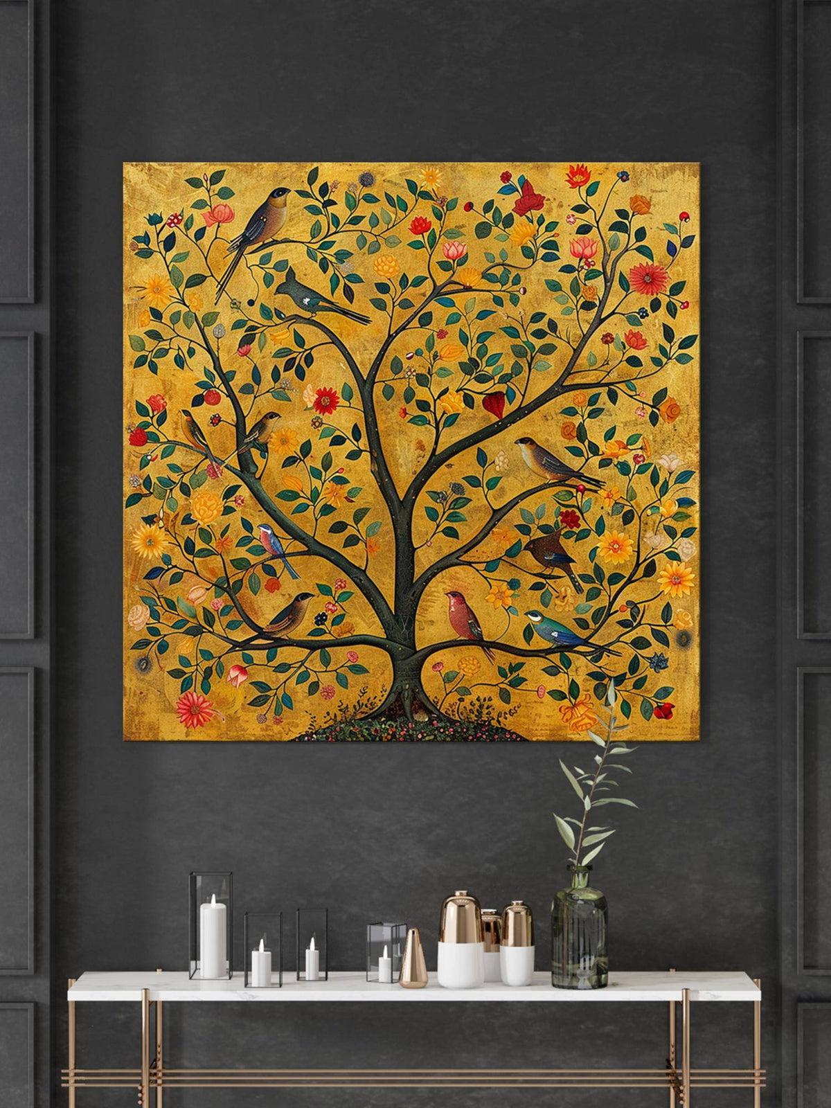 999Store Representation Of A Tree Adorned With Various Birds Of Life Painting