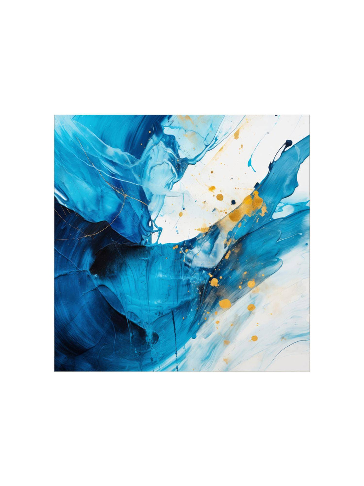 999Store Abstract Blue And Gold Waves Wall Painting · Free Size