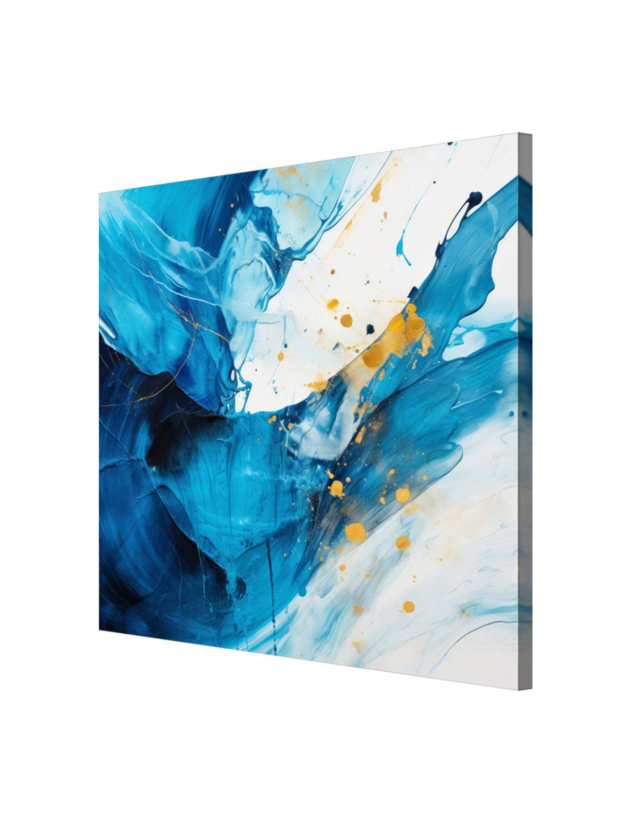999Store Abstract Blue And Gold Waves Wall Painting