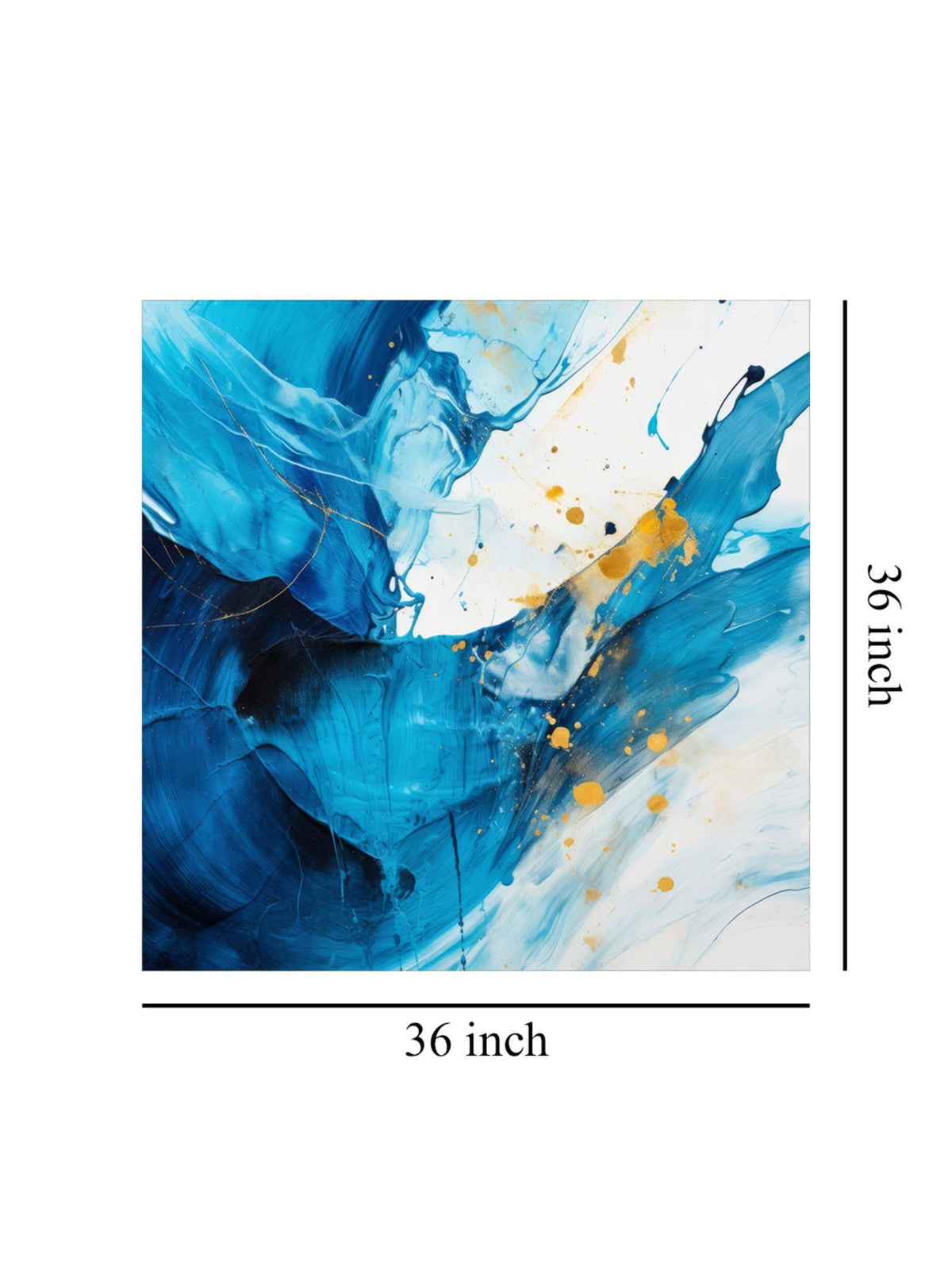 999Store Abstract Blue And Gold Waves Wall Painting