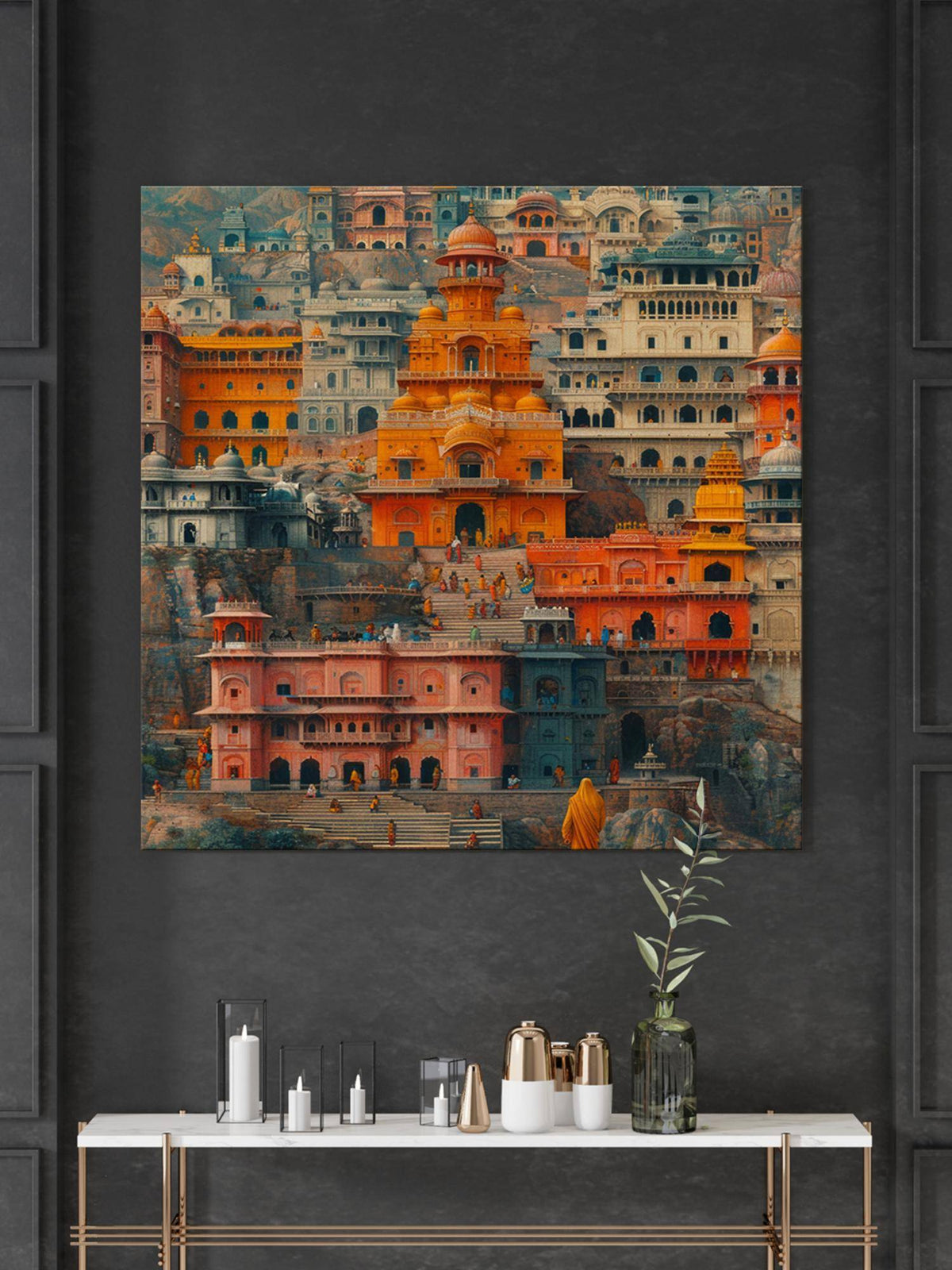 999Store Architecture Of The Densely Packed Buildings, Creating City Painting · Free Size