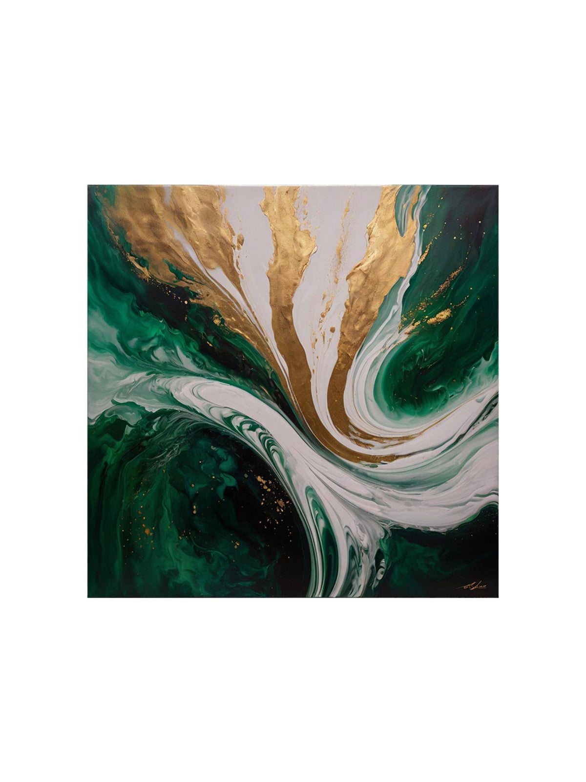 999Store Emerald Waves With Hints Of Gold Add A Sense Of Richness And Movement Abstract Painting