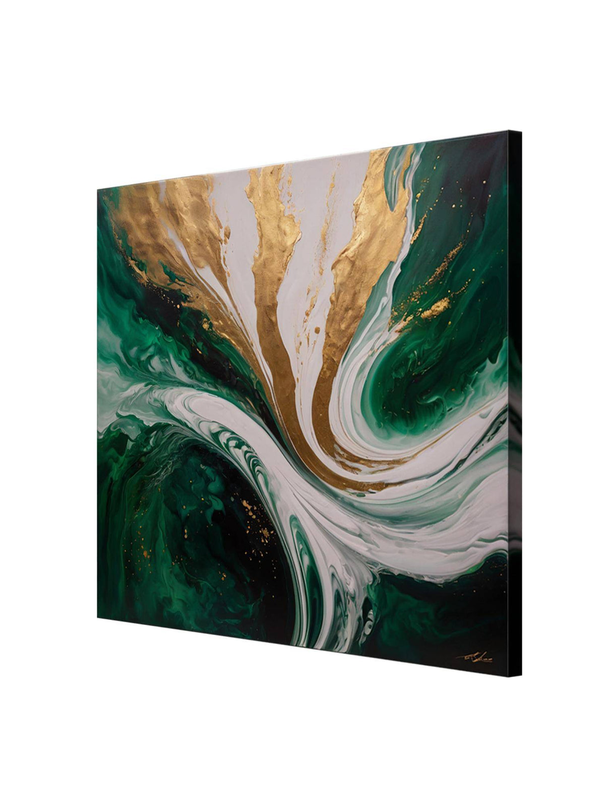 999Store Emerald Waves With Hints Of Gold Add A Sense Of Richness And Movement Abstract Painting