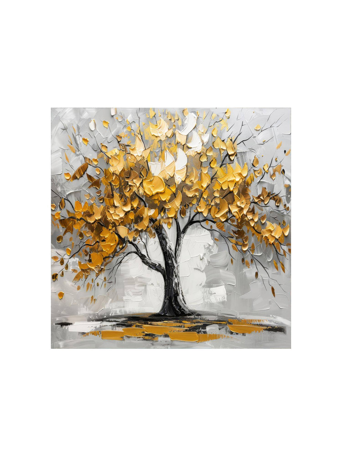 999Store Tree Art With Yellow Leaf And White Abstract Effect Modern Abstract Painting