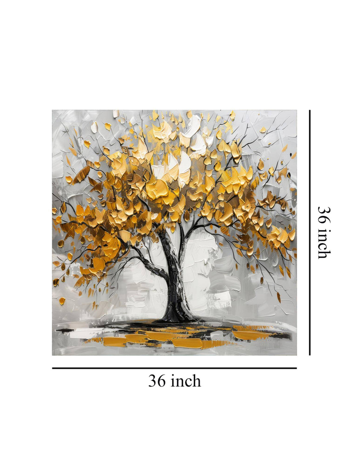999Store Tree Art With Yellow Leaf And White Abstract Effect Modern Abstract Painting