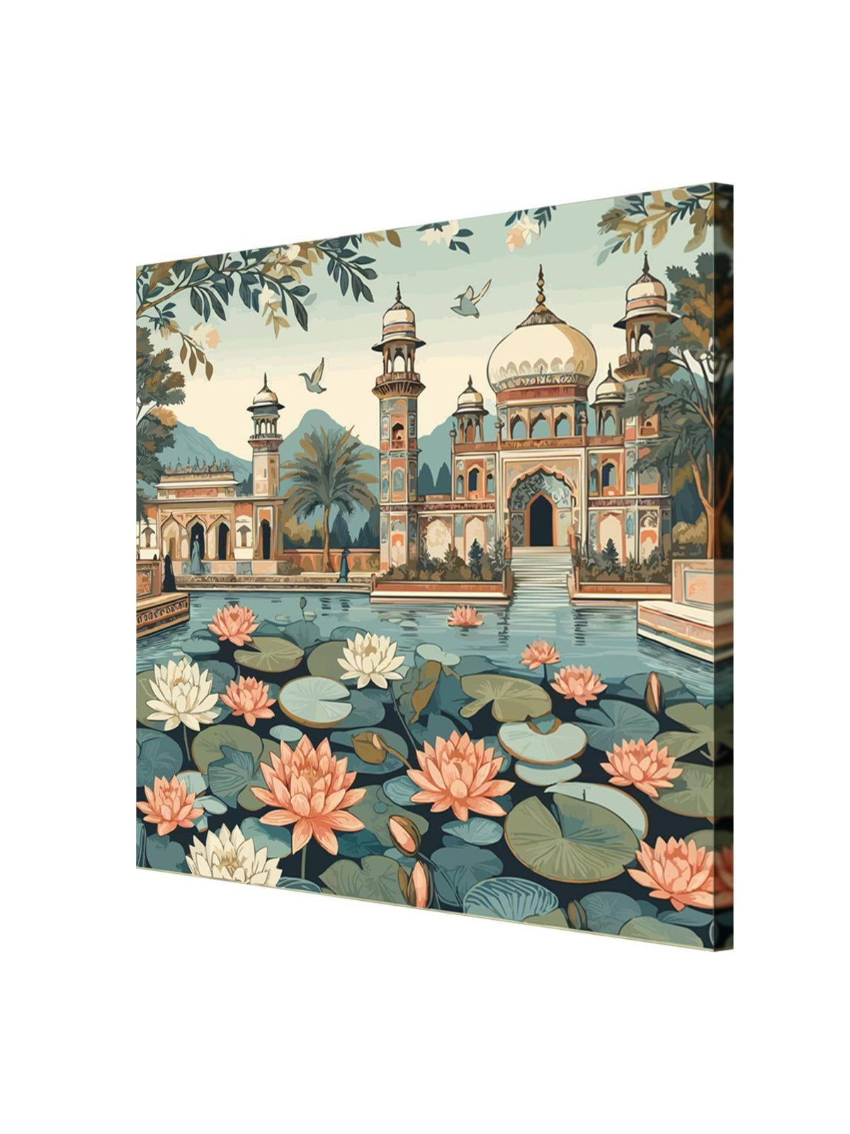 999Store Indian Art Lotus Flowers And The Architectural Beauty Of The Palace Lotus Flower Painting