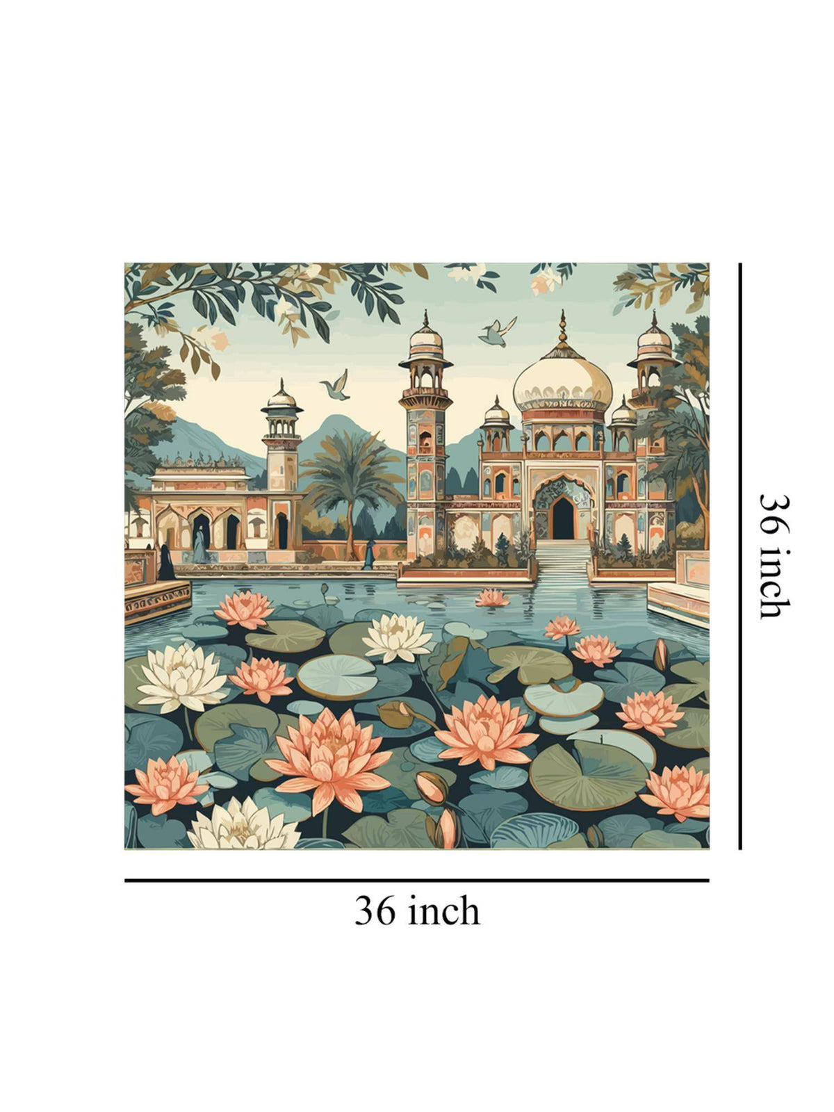 999Store Indian Art Lotus Flowers And The Architectural Beauty Of The Palace Lotus Flower Painting