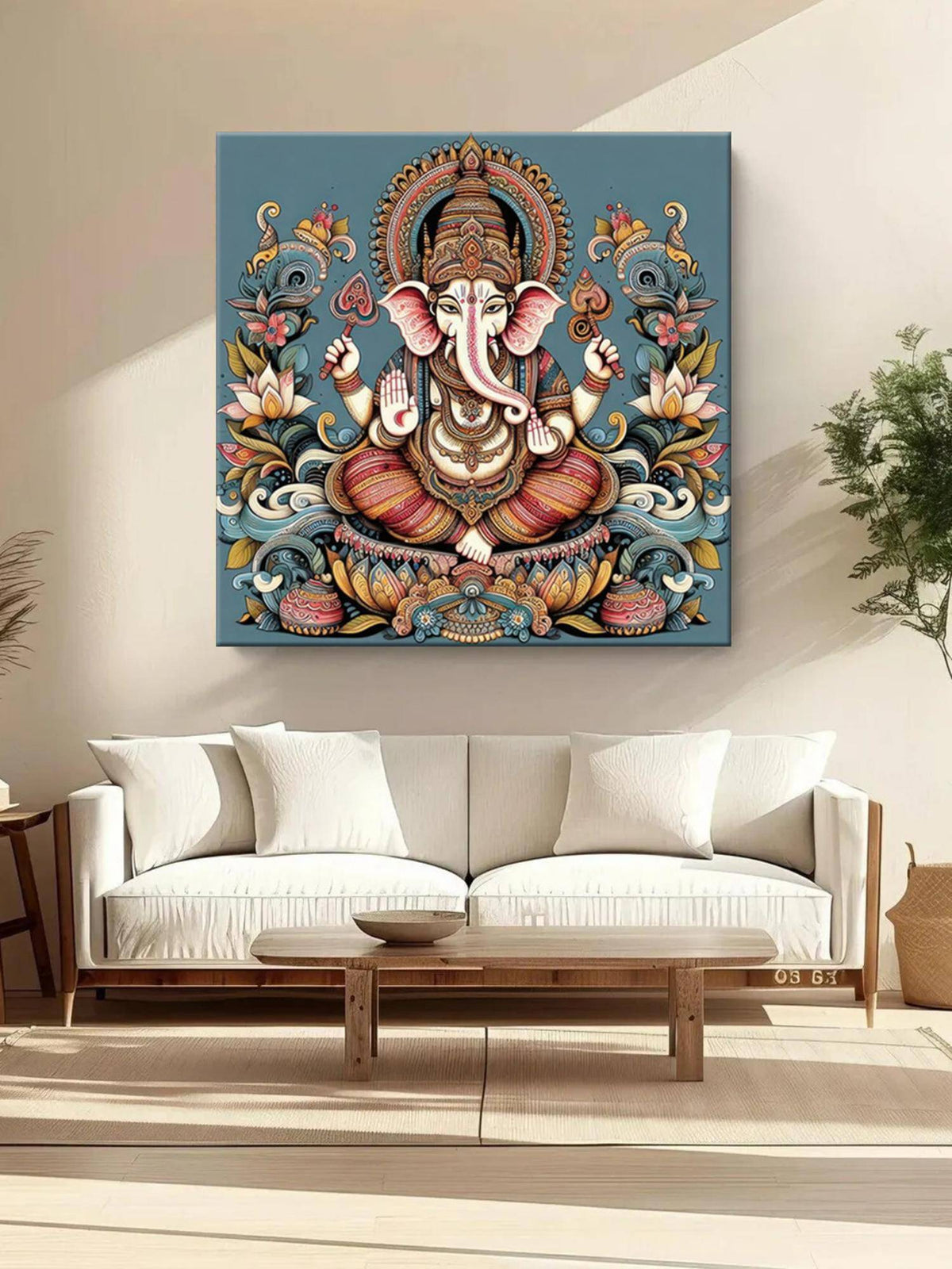 999Store Canvas Painting Ganesh Art, Indian Wall Decor, Religious