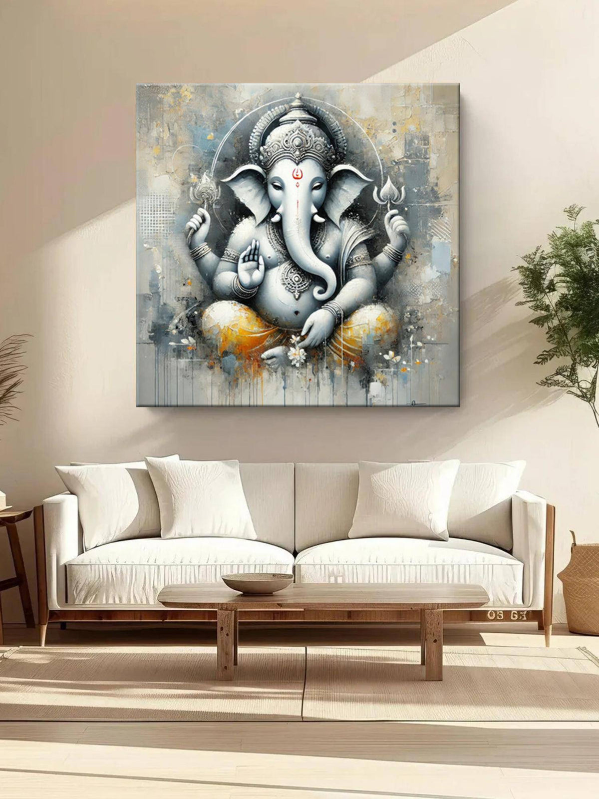 999Store Hinduism Art, Vedic Decor, Lord Ganesha Canvas Painting
