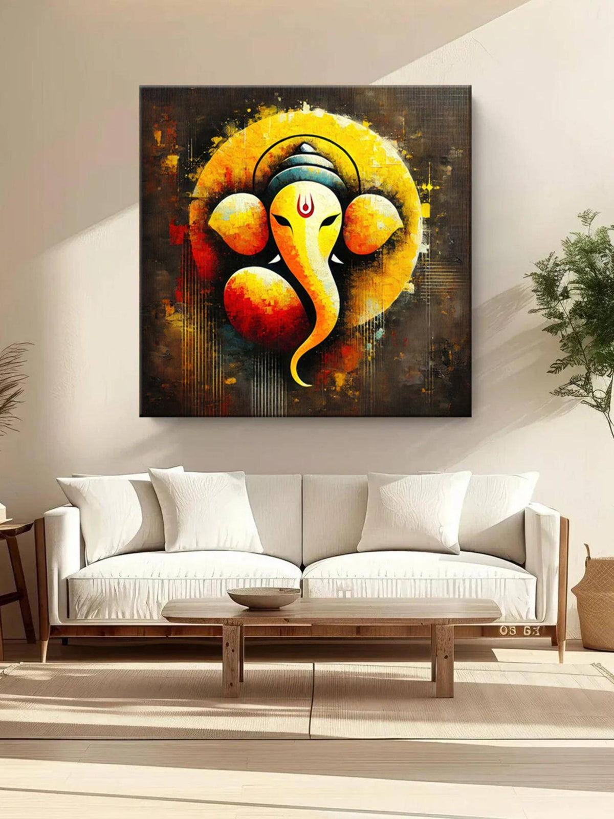 999Store Canvas Painting Indian Mythology Art, Meditation Wall Decor, Ganesh Canvas