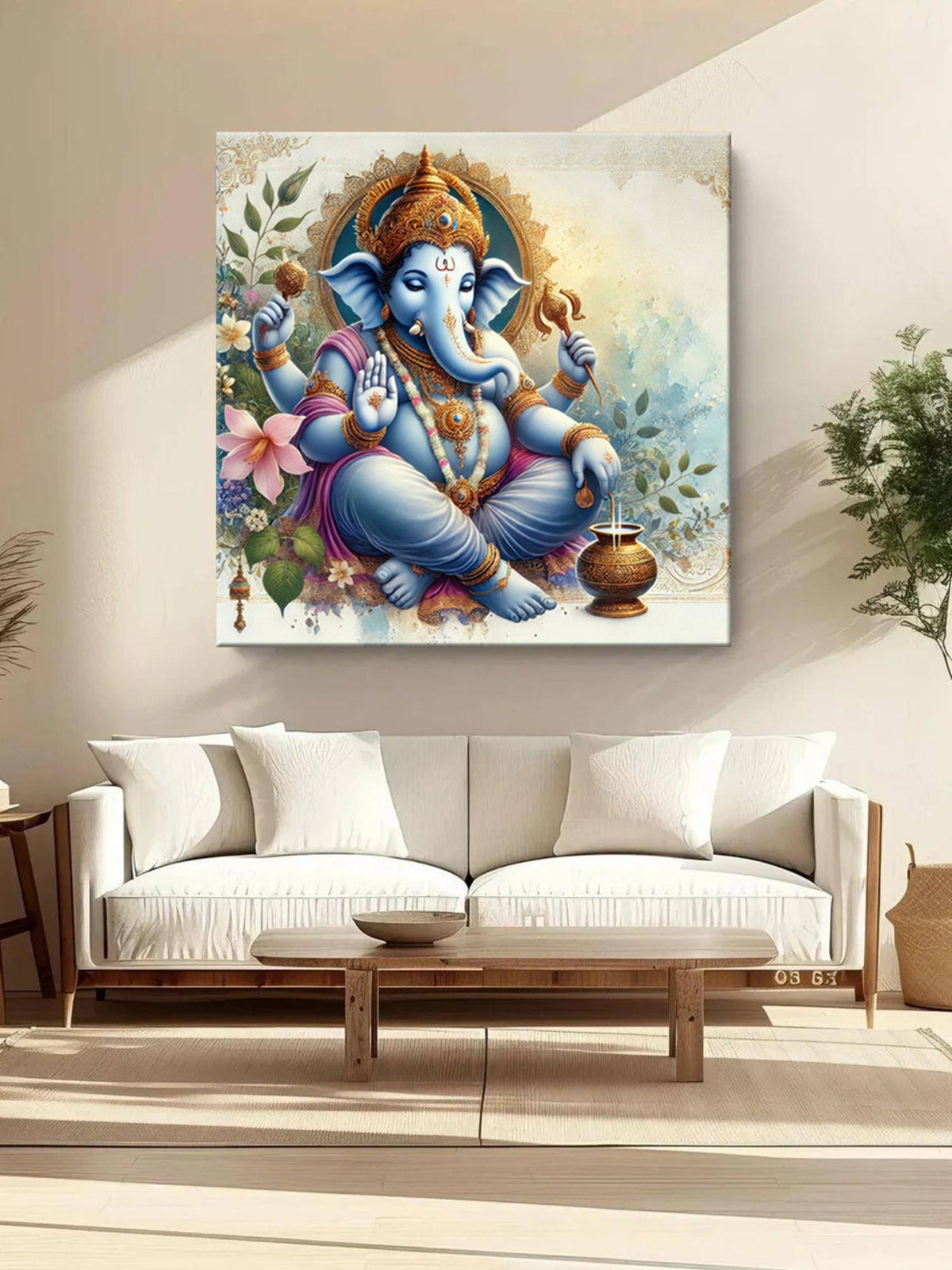 999Store Canvas Painting Indian Spiritual Art, Ganesh Wall Decor