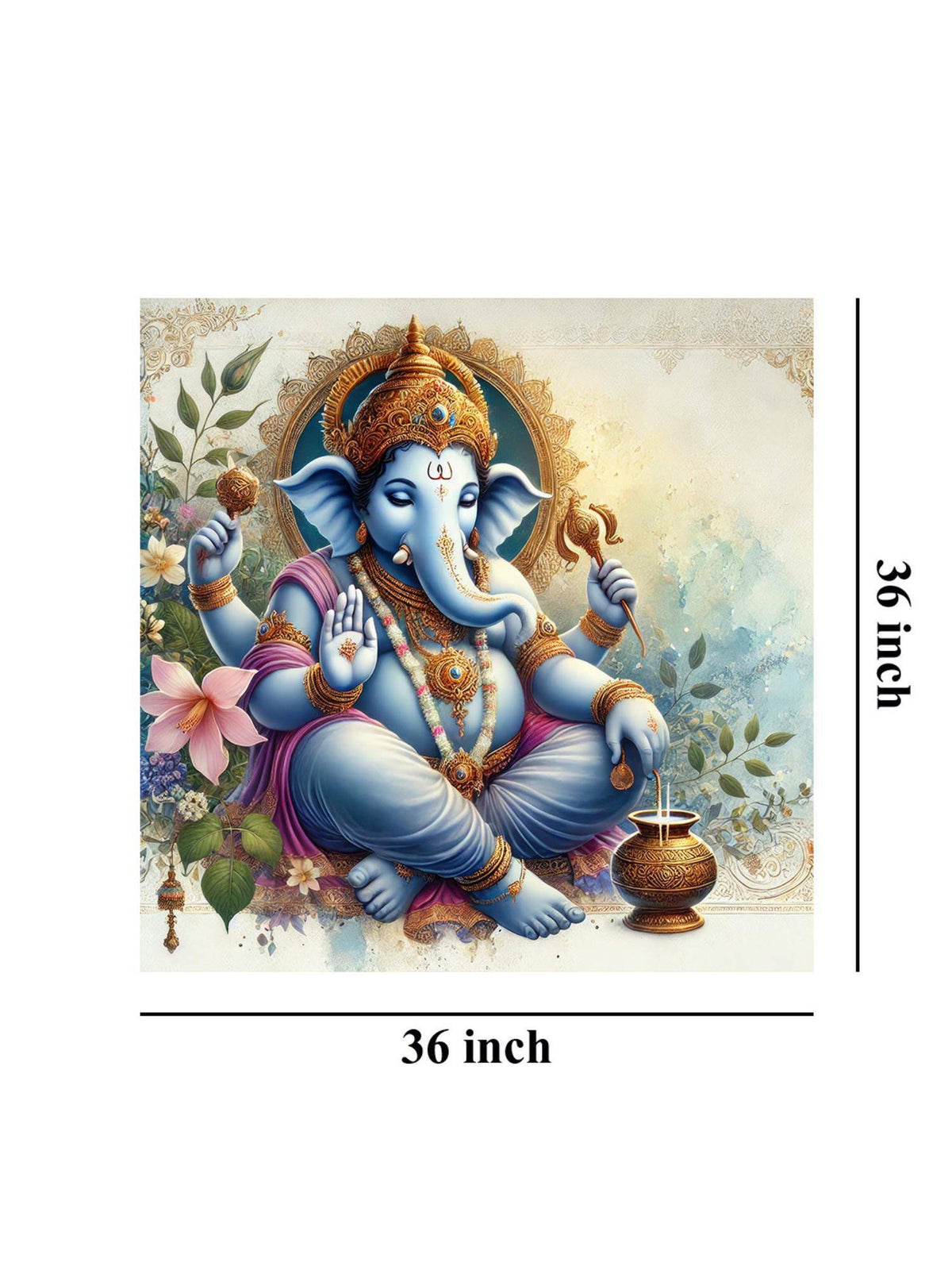 999Store Canvas Painting Indian Spiritual Art, Ganesh Wall Decor