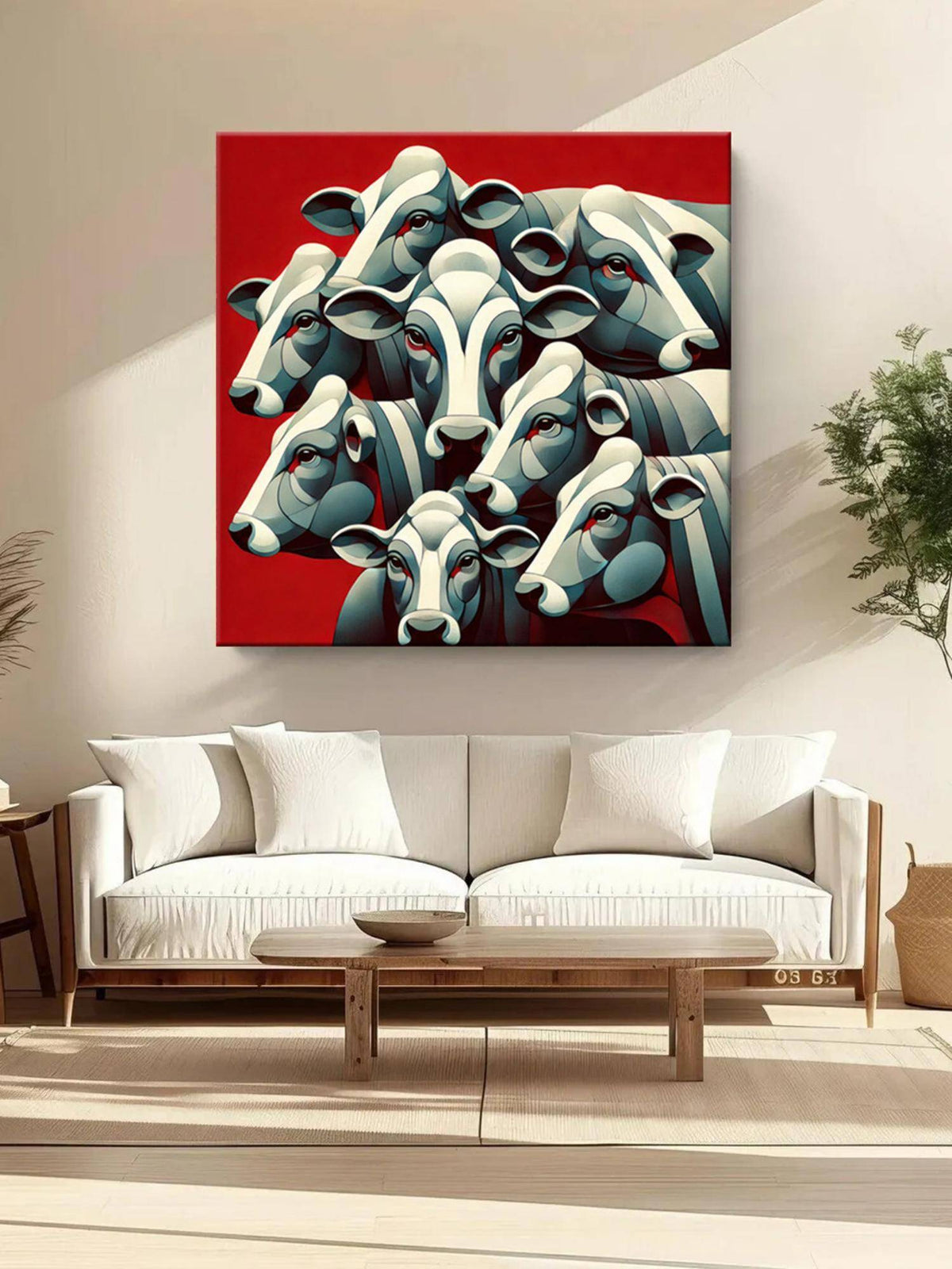 999Store Abstract Representation Of Cows In A Herd - Canvas Painting