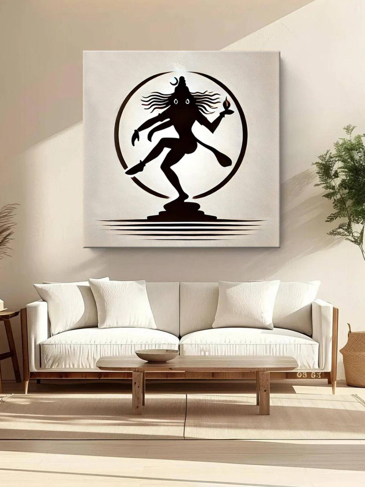 999Store Minimalist Silhouette Of Nataraja In Cosmic Dance - Canvas Painting