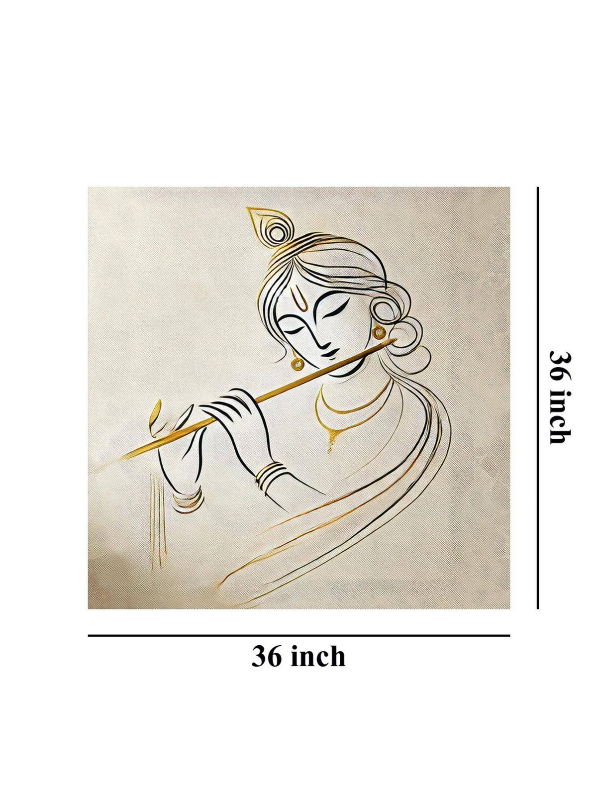 999Store Elegant Minimalist Line Art Of Lord Krishna Playing The Flute - Canvas Painting