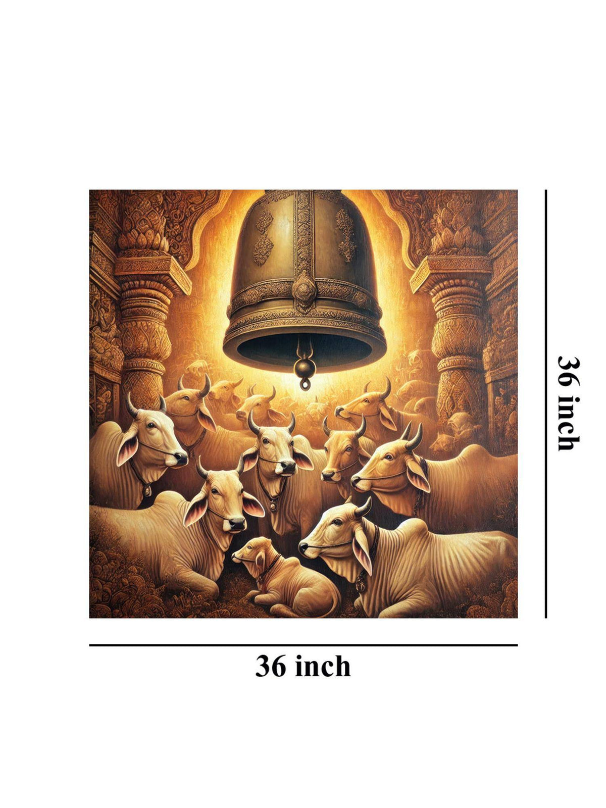 999Store Cows Resting Underneath A Large Temple Bell - Canvas Painting