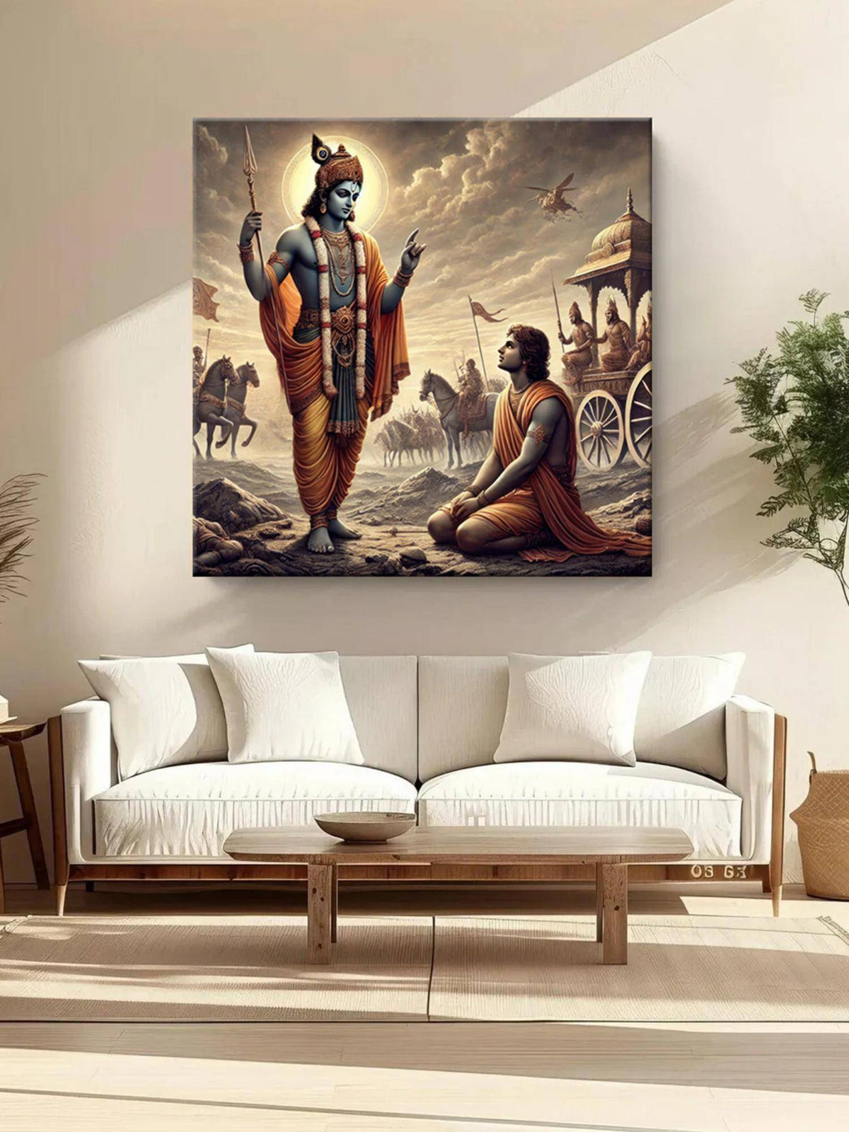 999Store Krishna Delivering The Bhagavad Gita To Arjuna On The Battlefield - Canvas Painting
