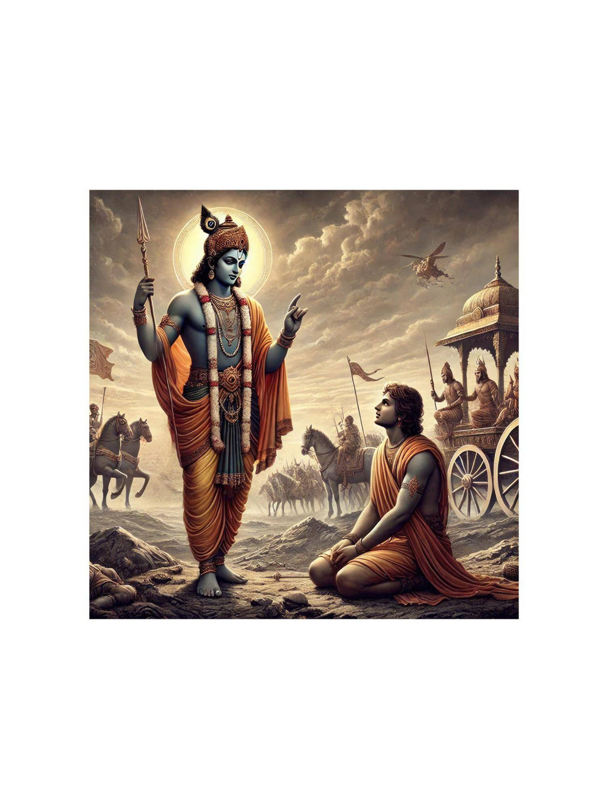 999Store Krishna Delivering The Bhagavad Gita To Arjuna On The Battlefield - Canvas Painting