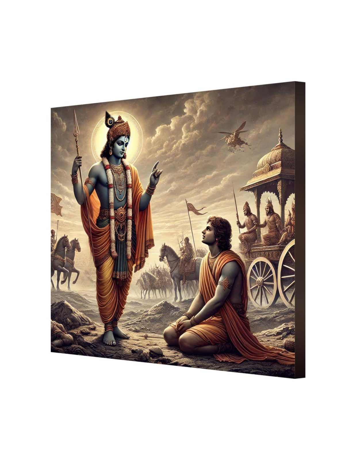 999Store Krishna Delivering The Bhagavad Gita To Arjuna On The Battlefield - Canvas Painting