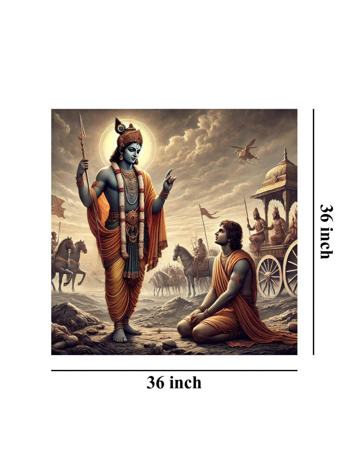 999Store Krishna Delivering The Bhagavad Gita To Arjuna On The Battlefield - Canvas Painting