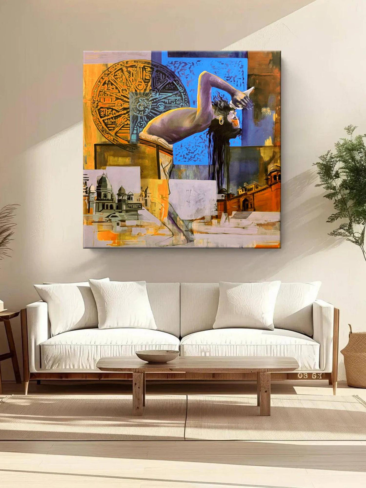 999Store Abstract Expression Of Indian Spirituality With Temple & Historical Symbols Canvas Painting