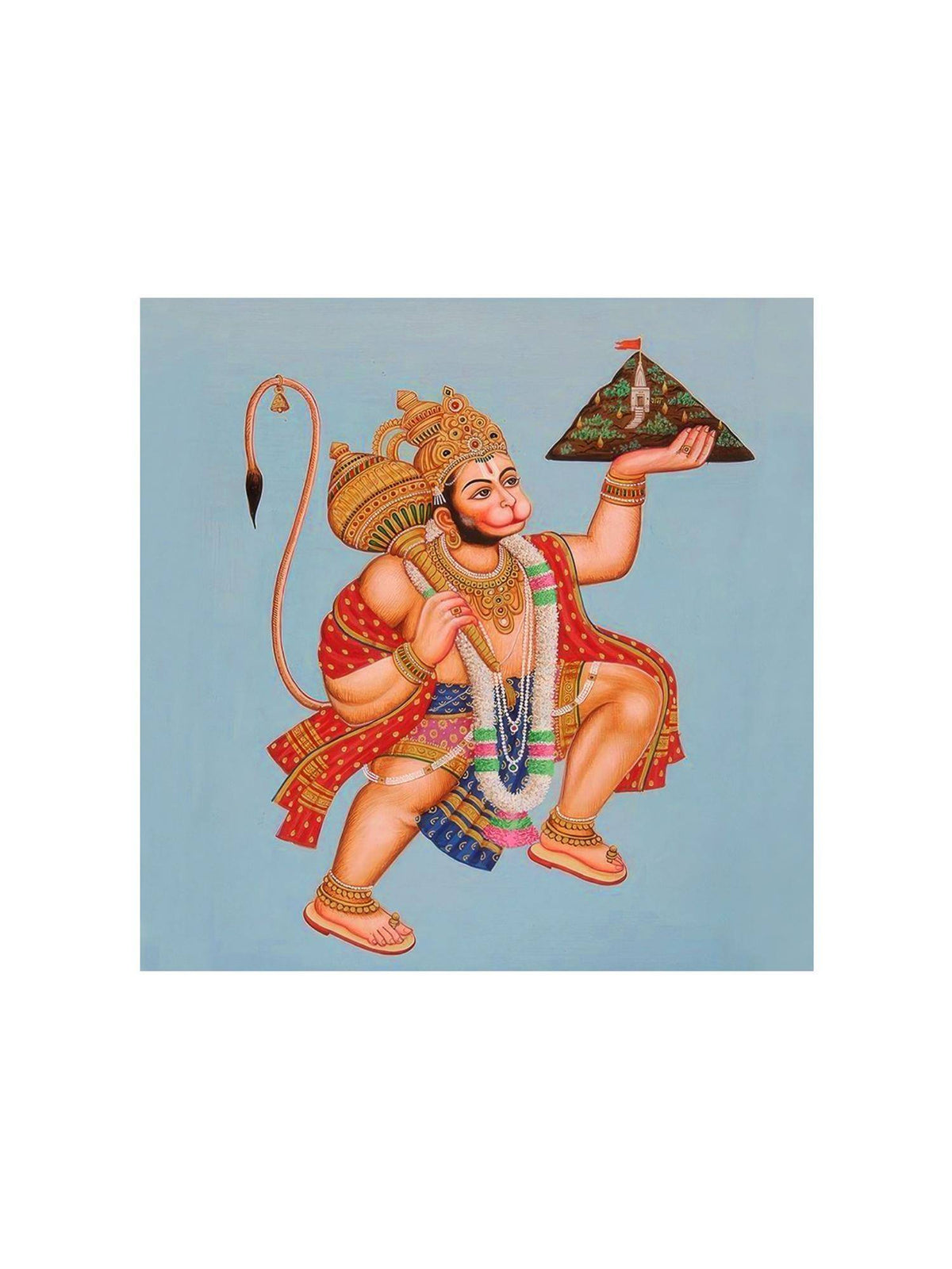 999Store Hanuman Carrying The Sanjeevani Mountain With Devotion - Canvas Painting