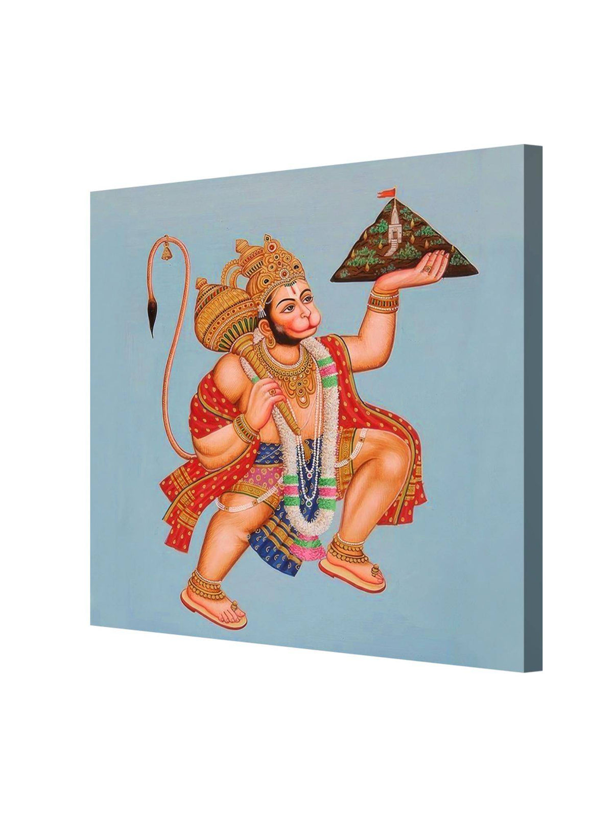 999Store Hanuman Carrying The Sanjeevani Mountain With Devotion - Canvas Painting