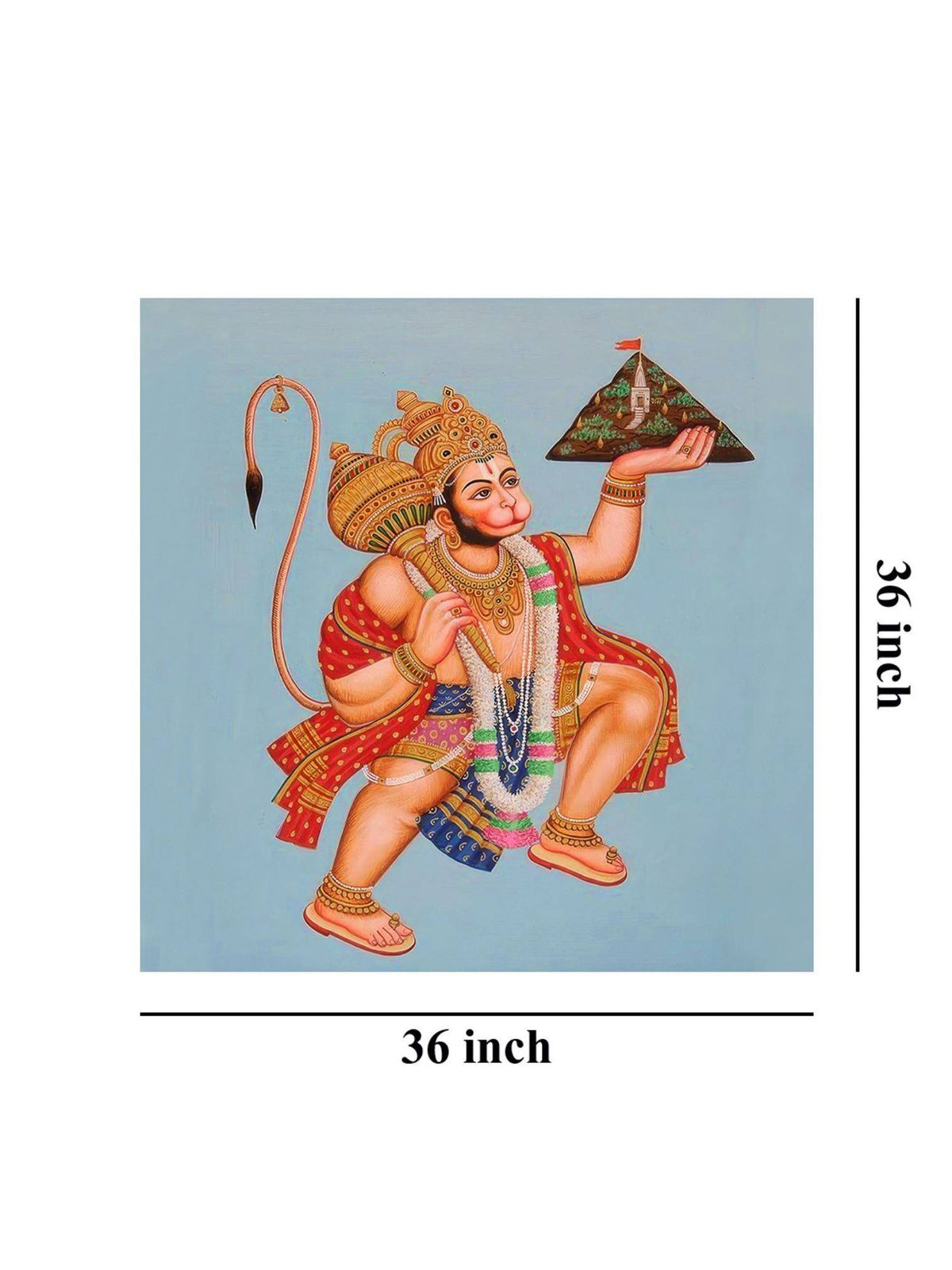 999Store Hanuman Carrying The Sanjeevani Mountain With Devotion - Canvas Painting
