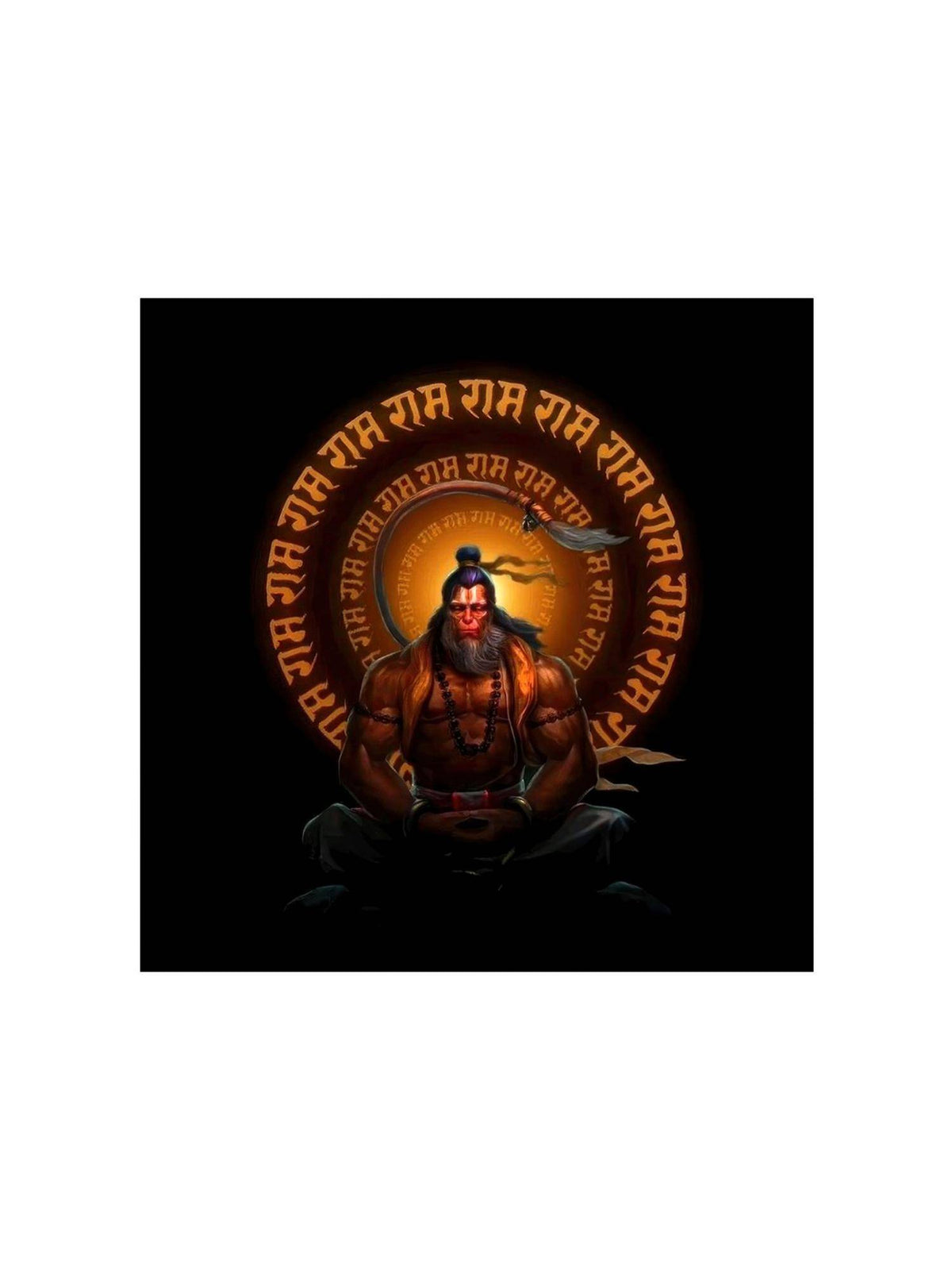 999Store Meditating Hanuman With The Chant Of 'Jai Shri Ram' In A Glowing Aura - Canvas Painting