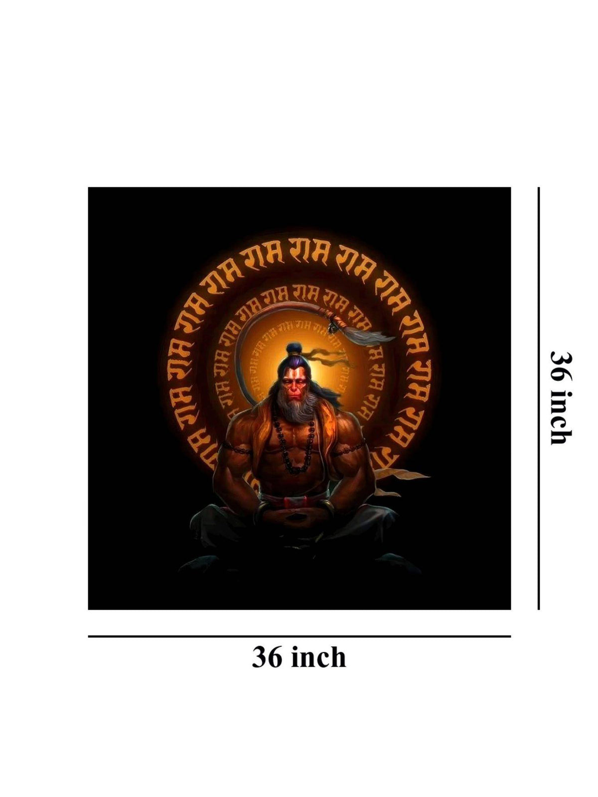 999Store Meditating Hanuman With The Chant Of 'Jai Shri Ram' In A Glowing Aura - Canvas Painting