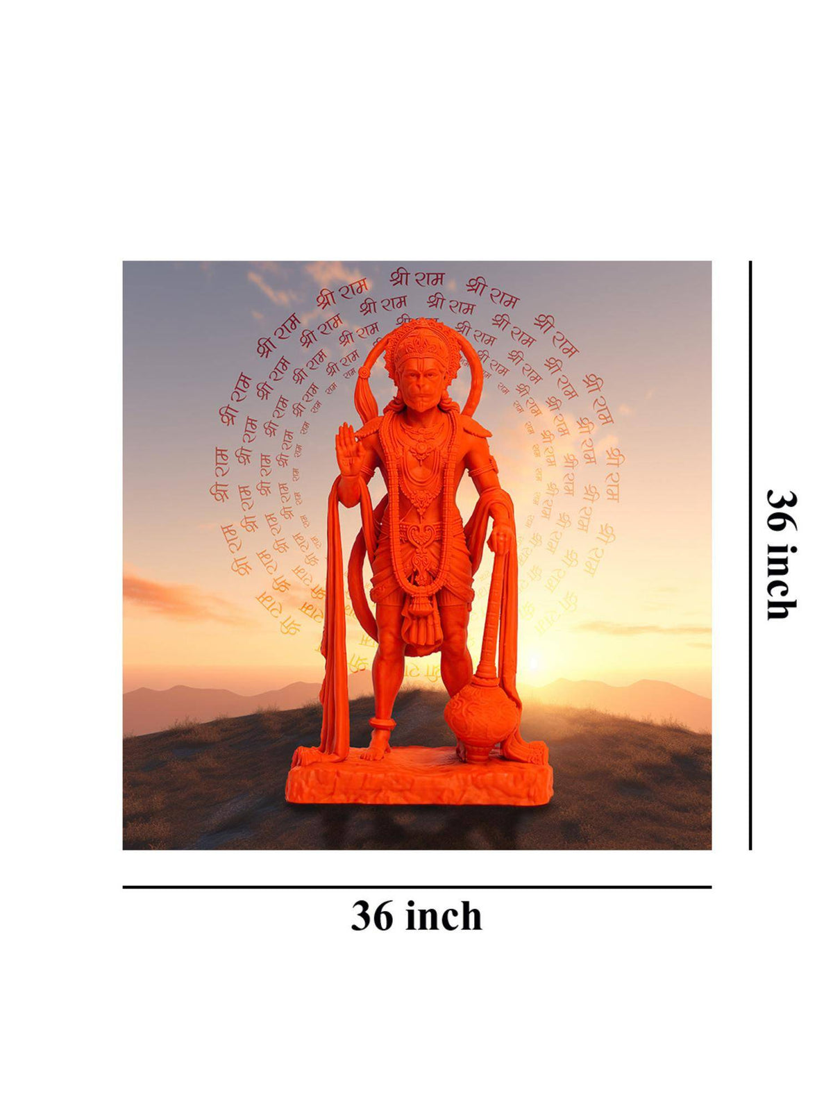 999Store Vibrant Hanuman Idol With Chant Of 'Jai Shri Ram' At Sunset - Canvas Painting