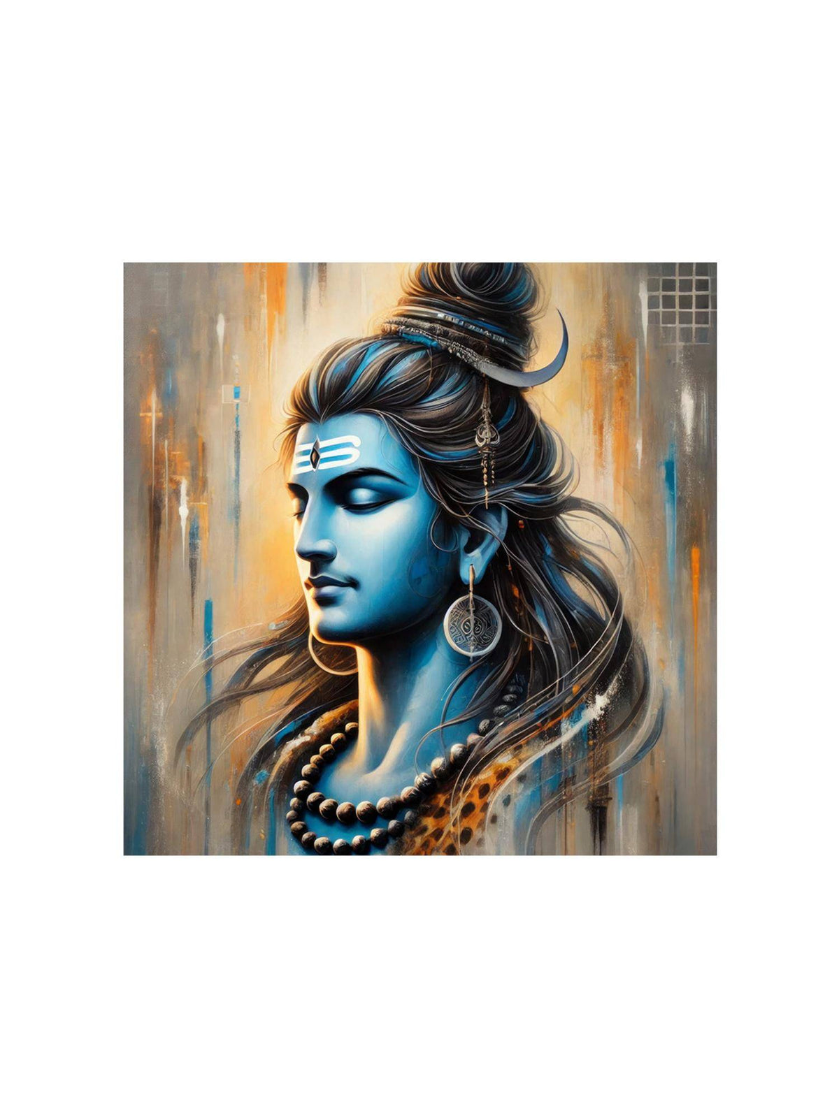 999Store Peaceful Shiva Portrait Canvas Painting