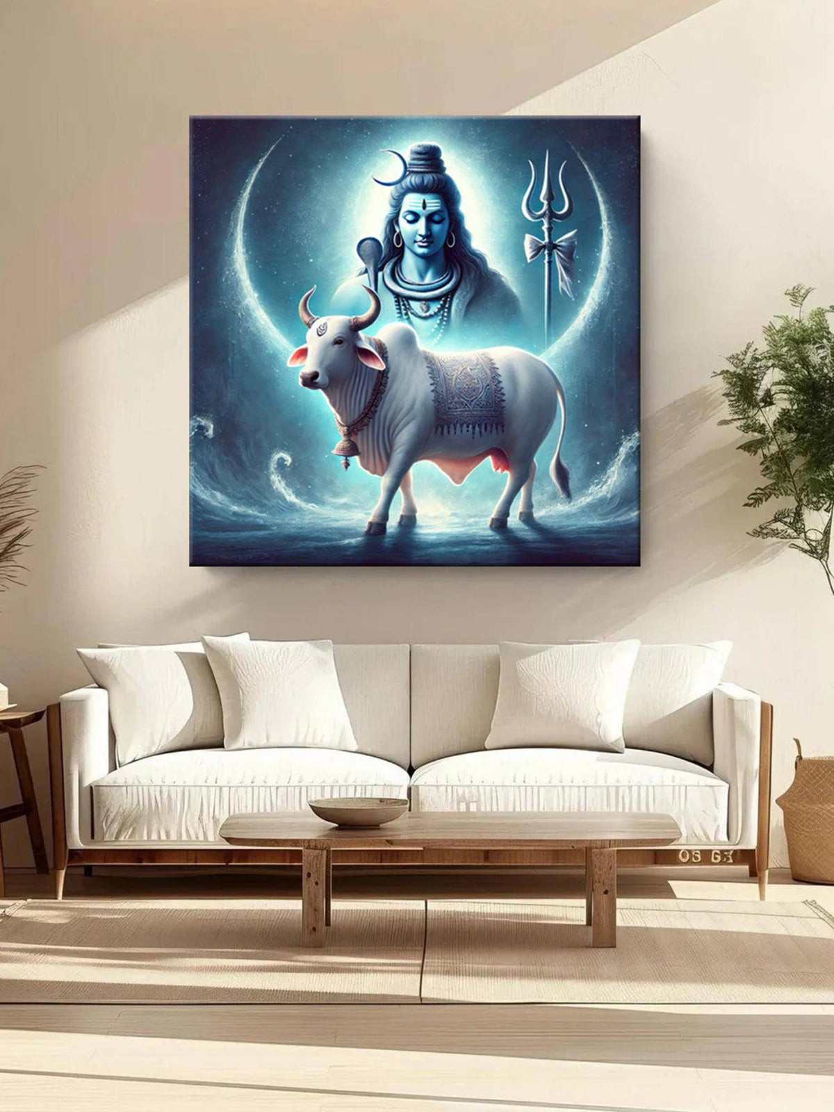 999Store Shiva With Nandi Canvas Painting