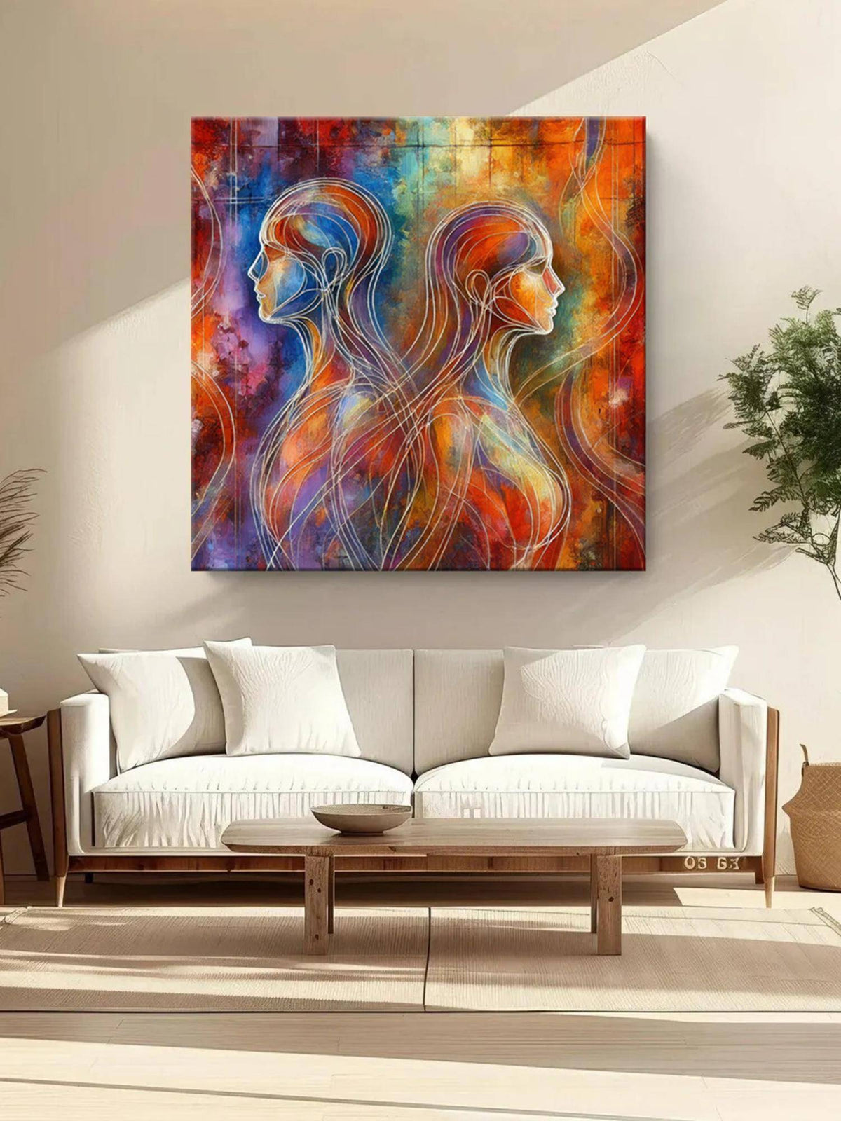 999Store Abstract Twin Silhouettes Canvas Painting · Free Size
