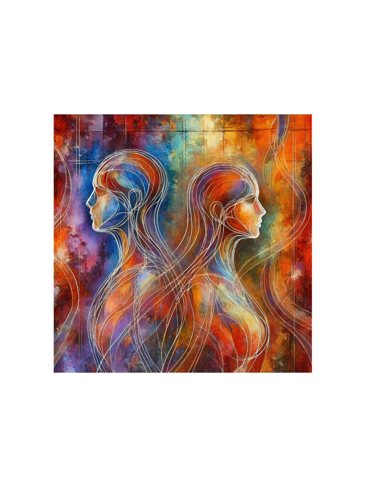 999Store Abstract Twin Silhouettes Canvas Painting