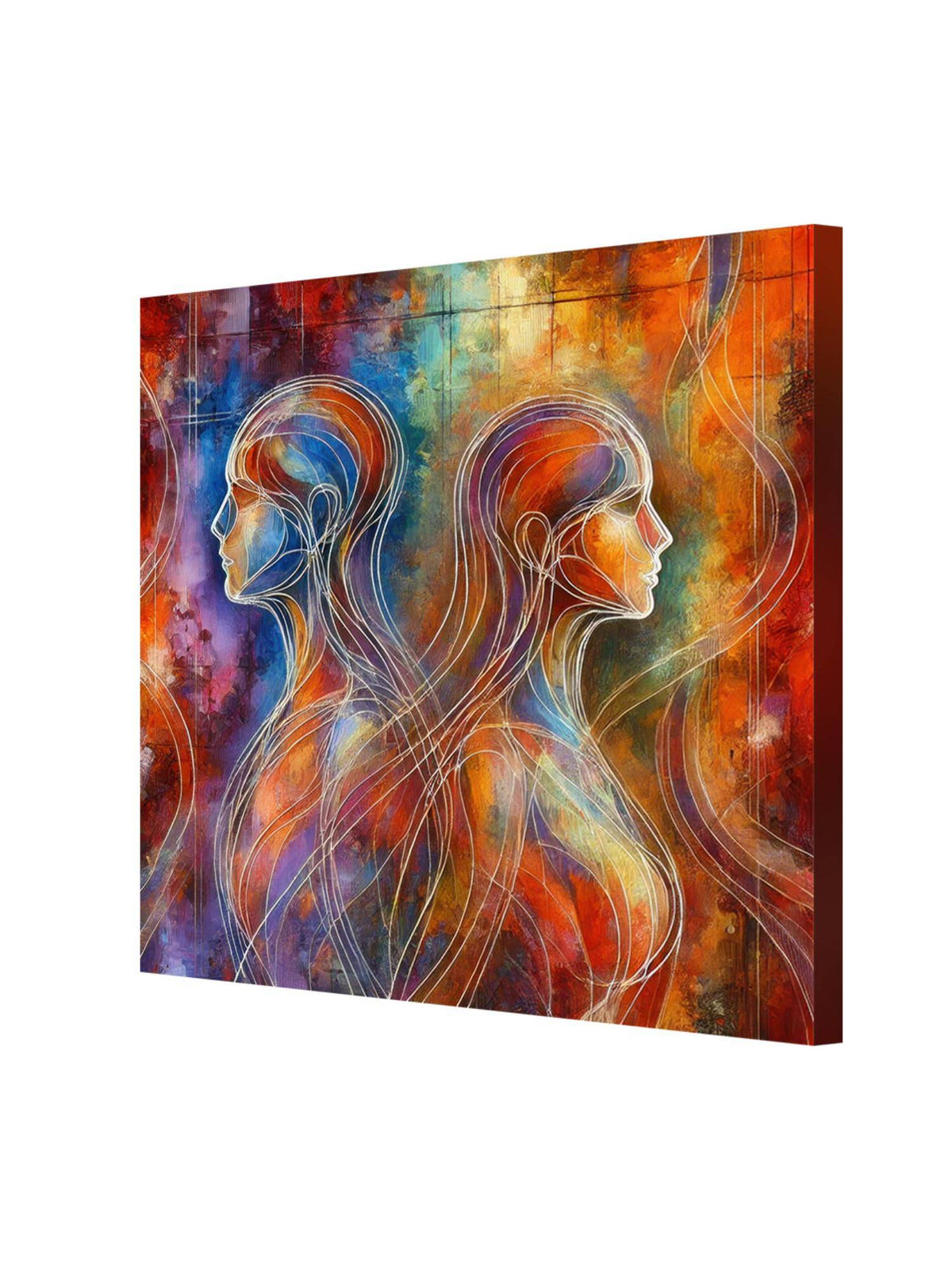 999Store Abstract Twin Silhouettes Canvas Painting