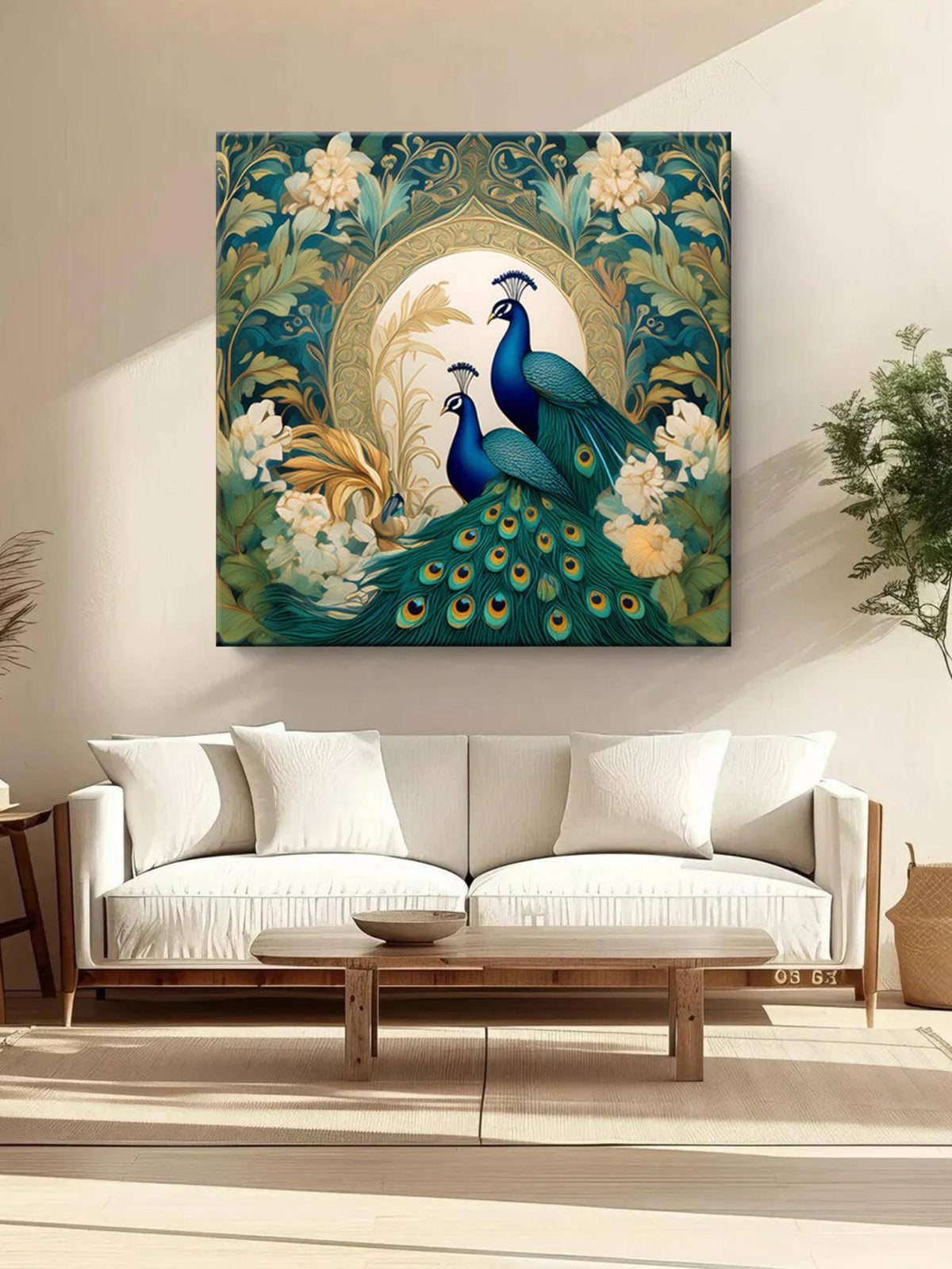 999Store Majestic Peacocks In Bloom: Elegant Nature-Inspired Canvas Painting