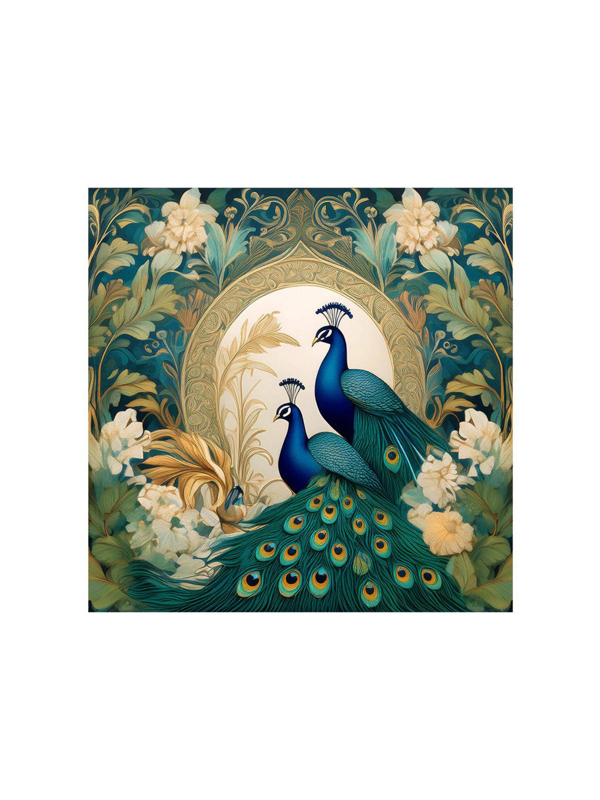 999Store Majestic Peacocks In Bloom: Elegant Nature-Inspired Canvas Painting