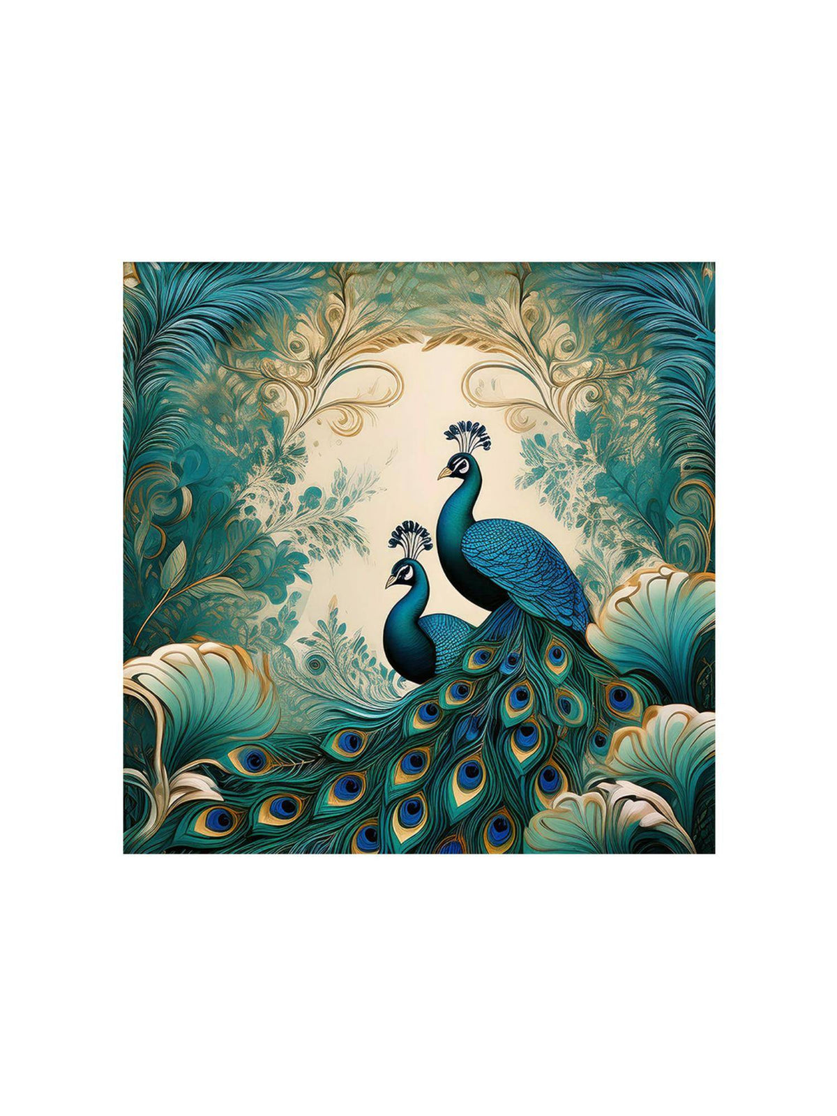 999Store Peacocks In Flourishing Foliage, A Vibrant Nature-Inspired Canvas Painting