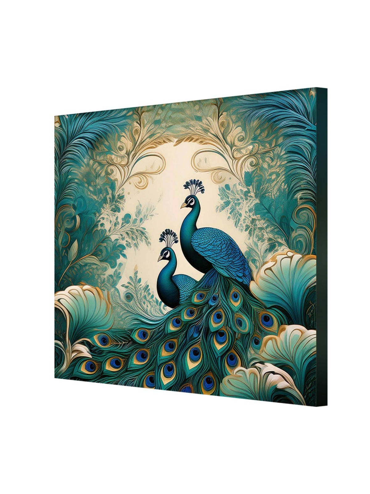 999Store Peacocks In Flourishing Foliage, A Vibrant Nature-Inspired Canvas Painting