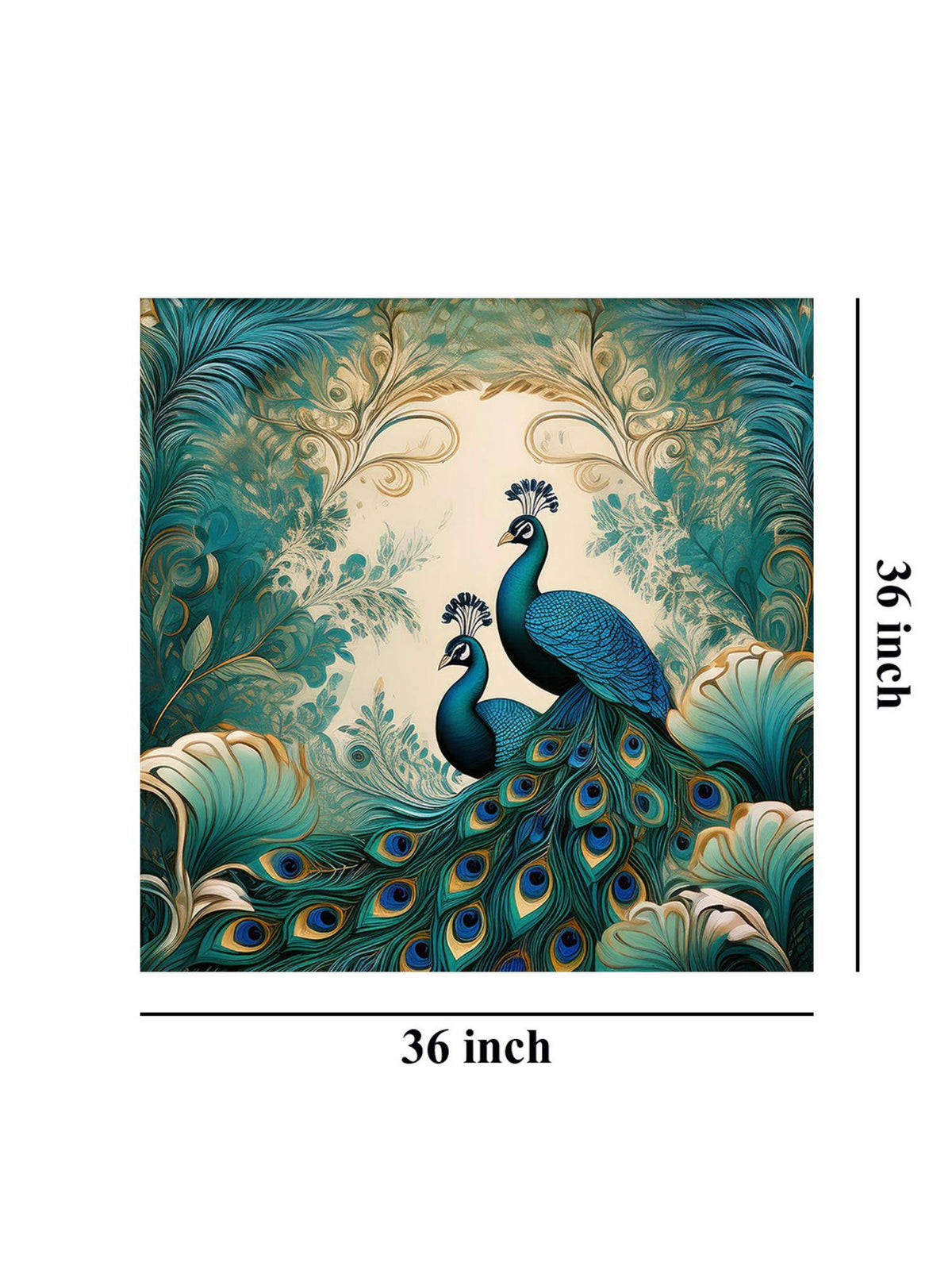 999Store Peacocks In Flourishing Foliage, A Vibrant Nature-Inspired Canvas Painting