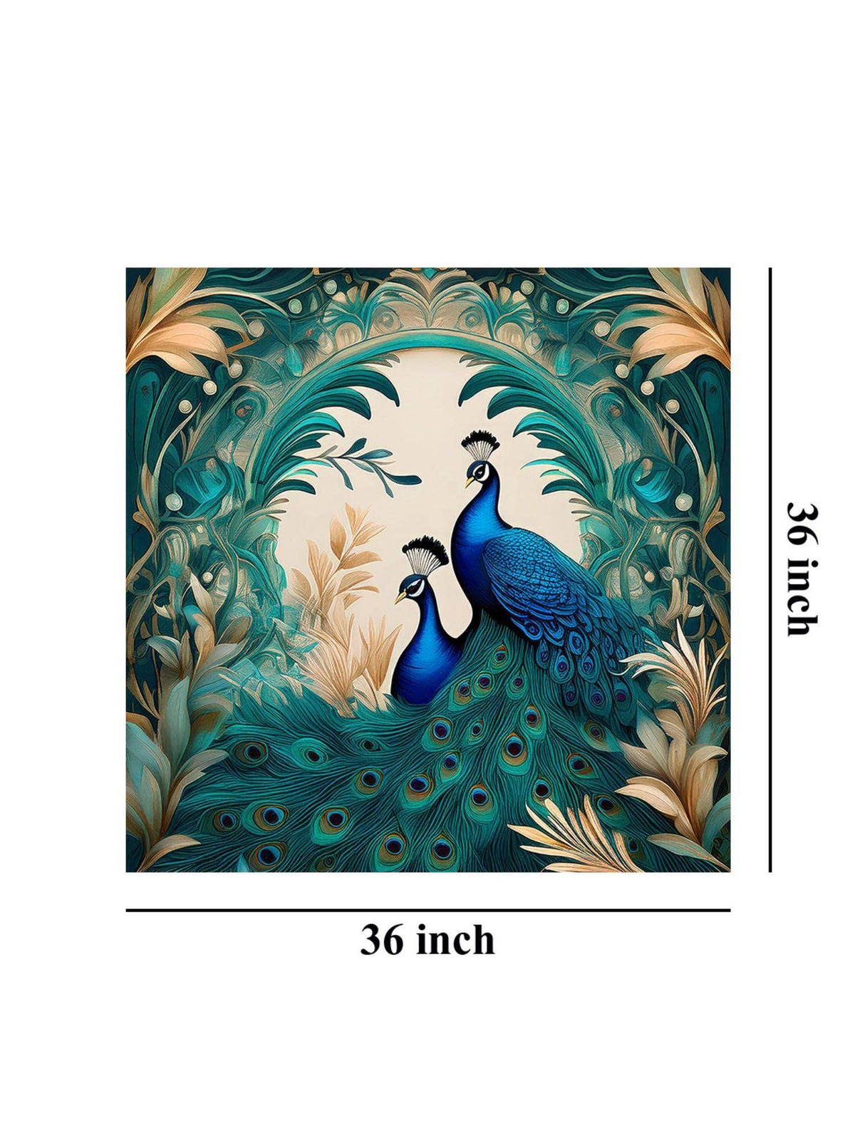 999Store Floral Serenity: Twin Peacocks In Verdant Foliage, A Botanical-Inspired Canvas Painting