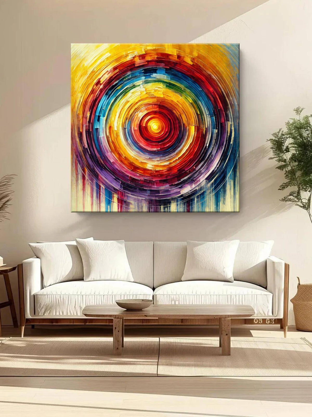 999Store Radiant Spectrum: A Colourful Abstract Circle Canvas Painting