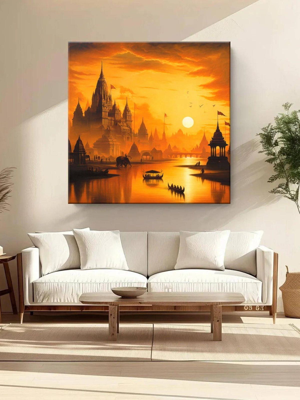 999Store Golden City At Sunset: A Majestic Canvas Painting