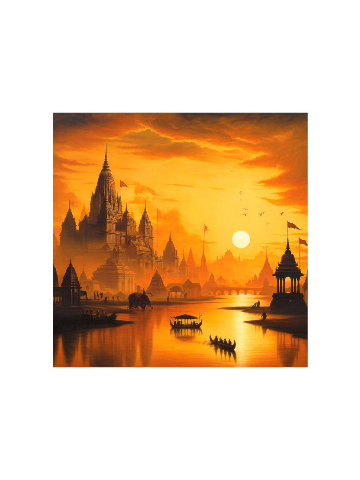 999Store Golden City At Sunset: A Majestic Canvas Painting