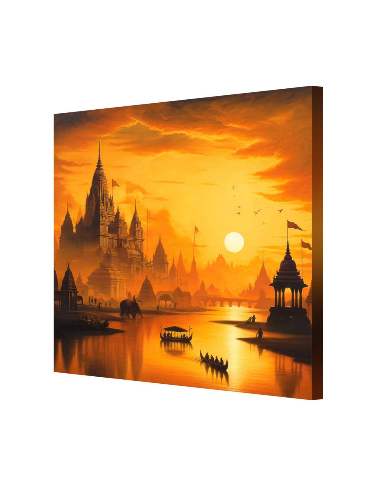 999Store Golden City At Sunset: A Majestic Canvas Painting