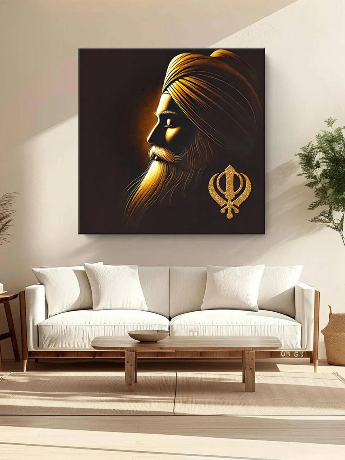 999Store Sikh Guru Silhouette: A Profound Canvas Painting